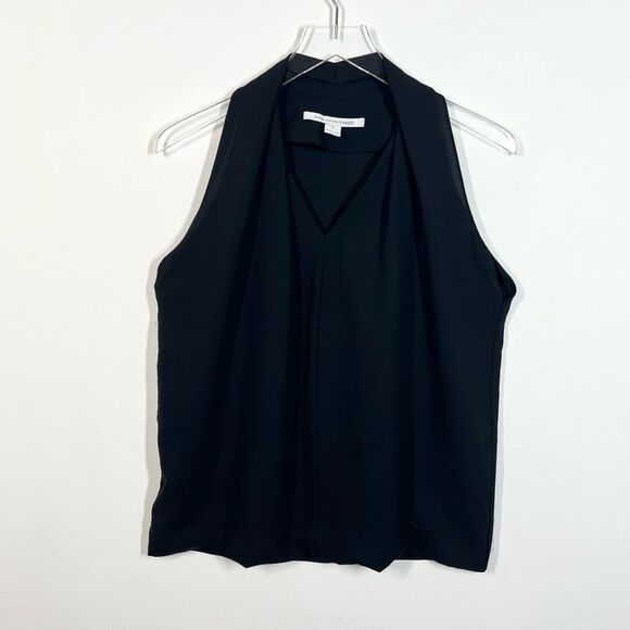 DVF Diane Von Furstenberg Women’s Size Small Black Reagan Draped Sleeveless Top - Picture 11 of 12